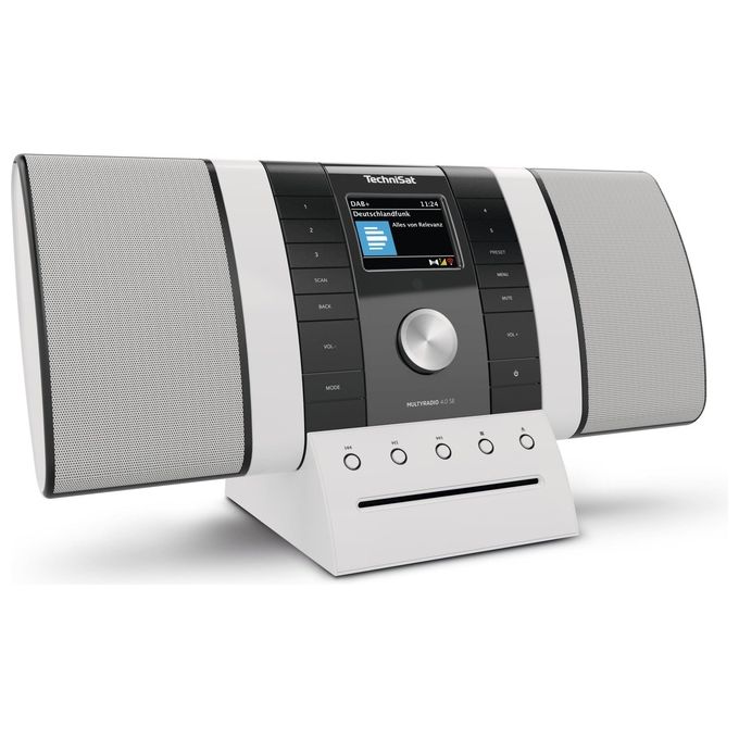 TechniSat 0001-3983 MULTYRADIO 4.0 SE Radio Internet da tavolo DAB+ FM WLAN Lettore CD Bluetooth Spotify Integrato Display 3,2'' colore Nero-Bianco
