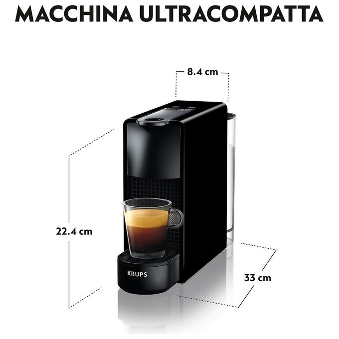 KRUPS XN1108 Macchina per Caffe Nespresso 0,6Lt Color Nero Design Compatto e Funzionale