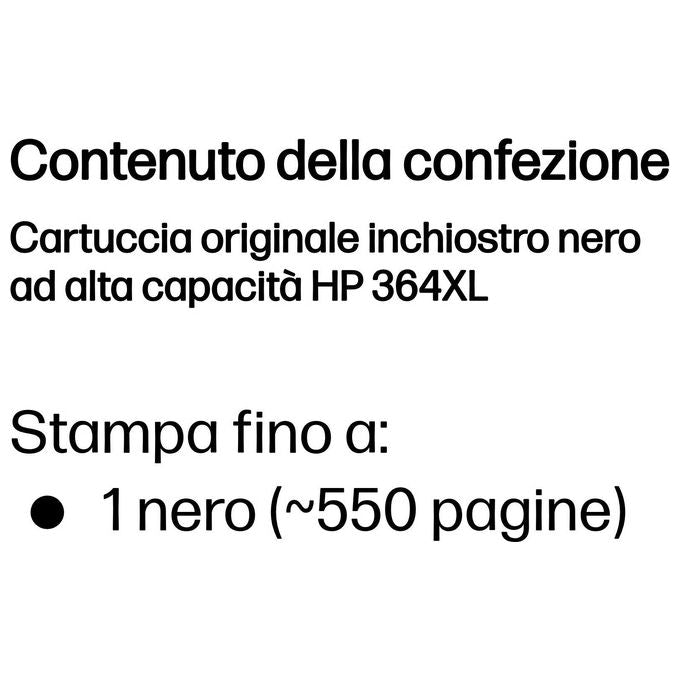 Hp cartuccia ink-jet nero 364xl per b8550 c6380 d5460 c5380