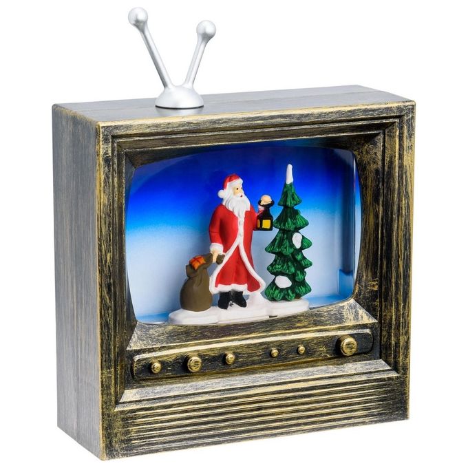 Lotti Decoro Luminoso Tv Brunita con Acqua Glitter Led Marrone