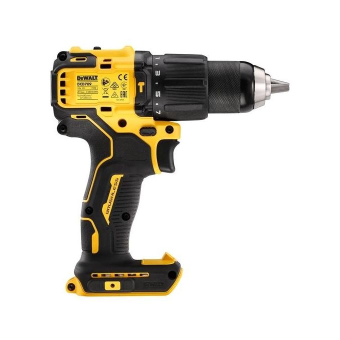 DeWALT DCD709N-XJ Trapano Avvitatore a Impulsi 18 V 2 Velocita' 65 Nm 1650 rpm Tipo Motore Senza Spazzole colore Nero Giallo