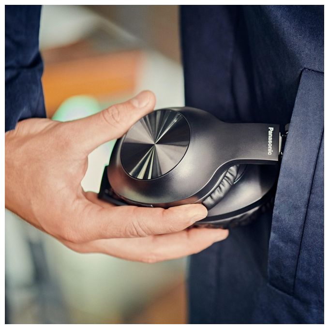 Panasonic RB-HX220BDEK Cuffie Over Ear Wireless Bluetooth 5.0 Extra Bass Driver 40 mm Autonomia 23 ore Pieghevoli colore Nero