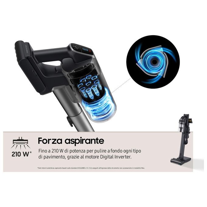 Samsung VS20C9554TK Jet 95 Complete Extra Aspirapolvere Senza Fili Ciclonico 0.8 L 210W 120 min 86 dB colore Nero