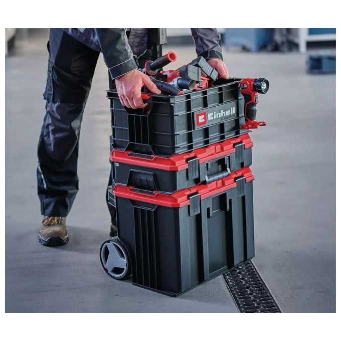 Einhell 4540037 E-Case Valigetta Portautensili Impilabile e Combinabile fino a 90 Kg in Polipropilene Resistente Colore Grigio