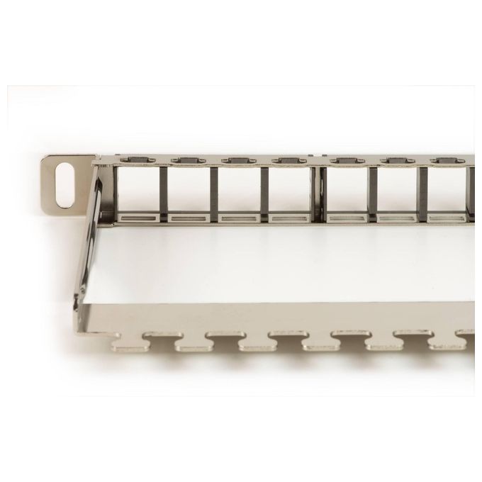 Link Pannello Patch Vuoto in Metallo con Barra Supporto Posteriore 1-2 Unita' per Connettori Schermati con Presa a Terra Viti Incluse