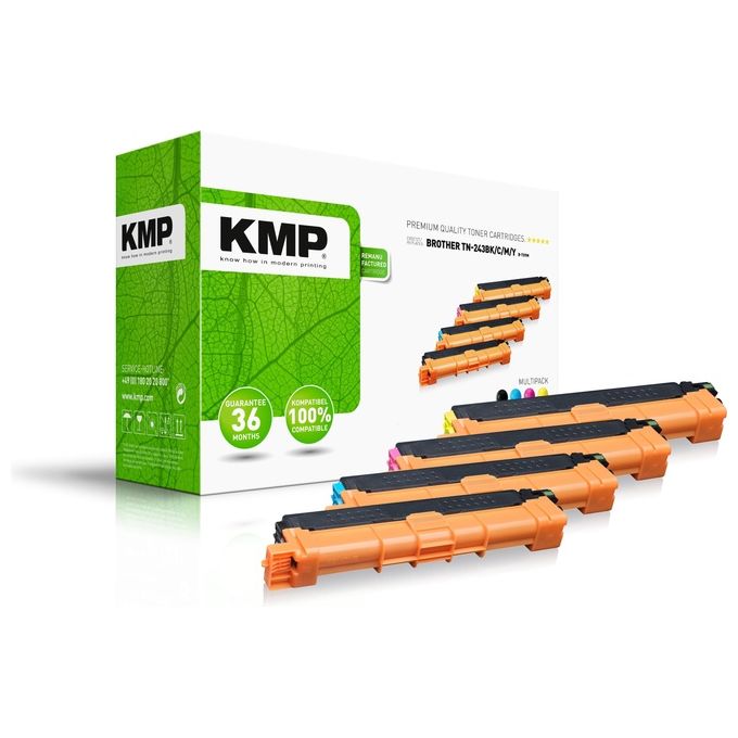 KMP B-T109 Toner Compatibile per Brother TN-243 Nero Ciano Magenta Giallo 4 Pezzi 1000 Pagine Colore Nero Ciano Magenta Giallo