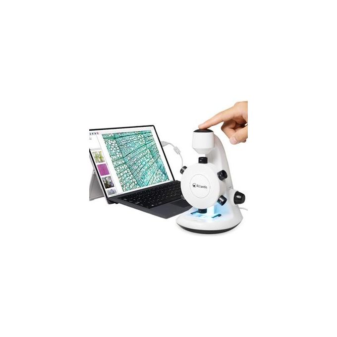 Atlantis E45-MS737 Microscopio Digitale USB Risoluzione UXGA 1600x1200 6 Torrette di Ingrandimento da 100x a 600x CMOS Illuminazione Superiore e Inferiore colore Nero