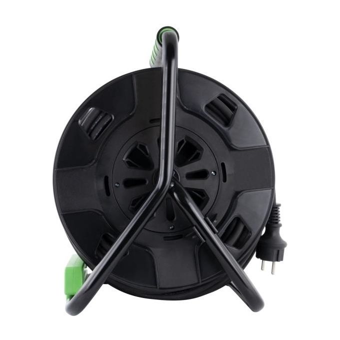 Rev Avvolgicavo in Plastica 40mt IP 44 4-Fold Nero-verde