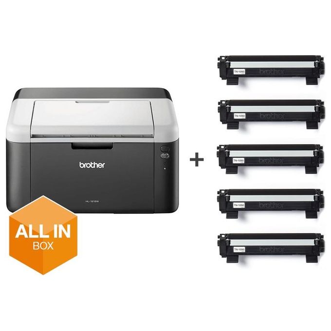 Brother HL-1212WVB Stampante Laser con 5 Toner 1k Inclusi A4 20ppm Usb Wi-Fi