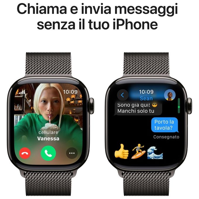 Apple MX053QL-A Watch Serie 10 Smartwatch GPS + Cellular 42mm Cassa in Titanio con Cinturino in Acciaio Inox colore Ardesia