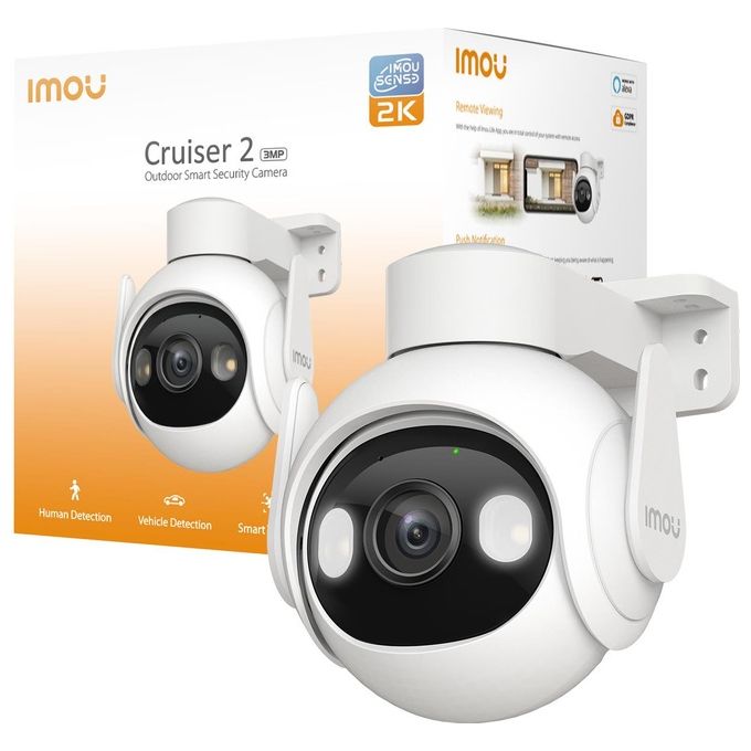 Imou IPC-GS7EP-3M0WE-IMOU Cruiser 2 Telecamera IP PTZ da Esterno 2K 3MP Wi-Fi 6 Visione Notturna Full Color IP66 colore Bianco