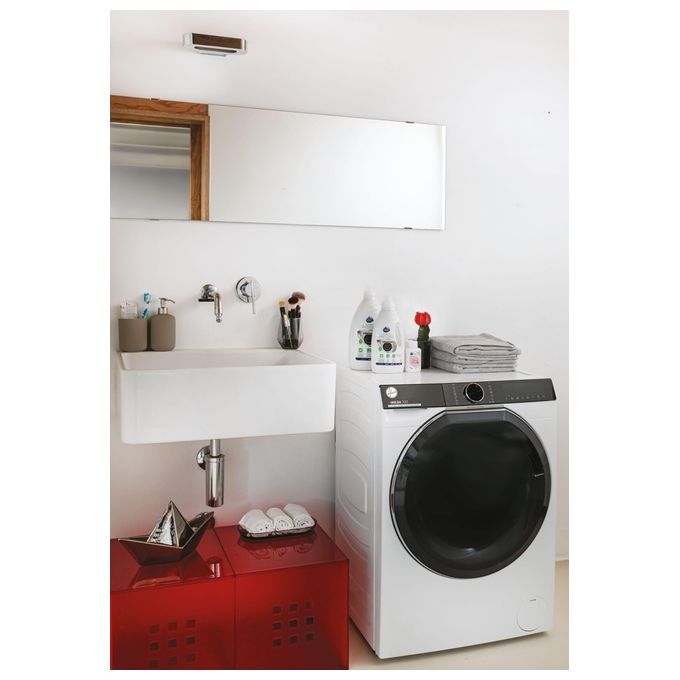 Hoover H-WASH 700 H7W449AMBC-S Lavatrice a carica frontale 9 Kg classe A 1400 giri cestello Ultra Wide care Eco doser programa Auto Care controllo remoto Bianco 60x51x85