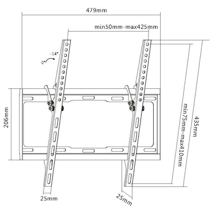 Equip Supporto per Lcd-Tv a Muro 32''-55'' Inclinabile Max 40Kg  Nero