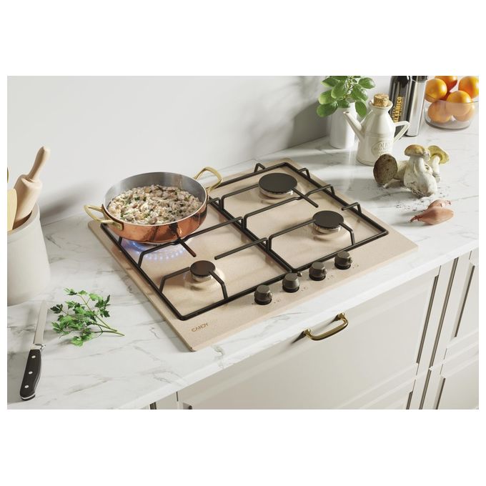 Candy CHW6BRAV4WGT Piano Cottura a Gas 4 Zone 60 cm Avena