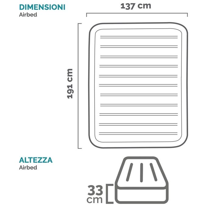 Intex 67768ND DuraBeam Comfort Plush Materasso Gonfiabile Piazza e Mezza 137x191x33 cm Pompa Elettrica Integrata 272 Kg colore Grigio