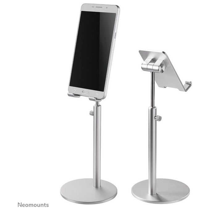 Neomounts DS10-200SL1 Supporto per Telefono regolabile in altezza da 17 a 27 5 cm inclinazione 180° rotazione 360° colore Argento