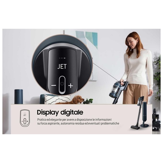 Samsung VS20B95973BWA BESPOKE Jet Plus Aspirapolvere Senza Filo 2 in 1 Multiciclonico 210W 120 min Clean Station colore Midnight Blue
