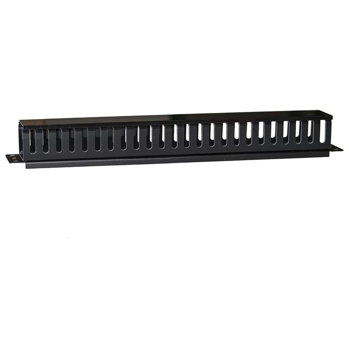 Link pannello passacavi 1 unita a gabbia per rack con coperchio scorrevole 25 slot colore nero