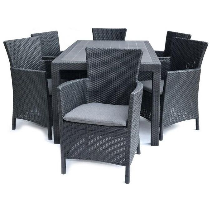 Keter poltrona da giardino Iowa effetto rattan grafite con cuscino resistente UV