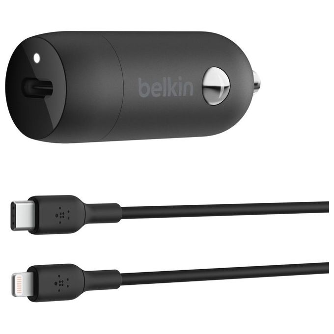 Belkin CCA004BT1MBK-B5 Caricabatterie da Auto 30W con Porta USB-C PPS e Cavo USB-C a Lightning 1 m colore Nero