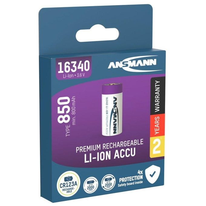 Ansmann 16340 Li-Ion Battery 850mAh 3.6V Versione Standard