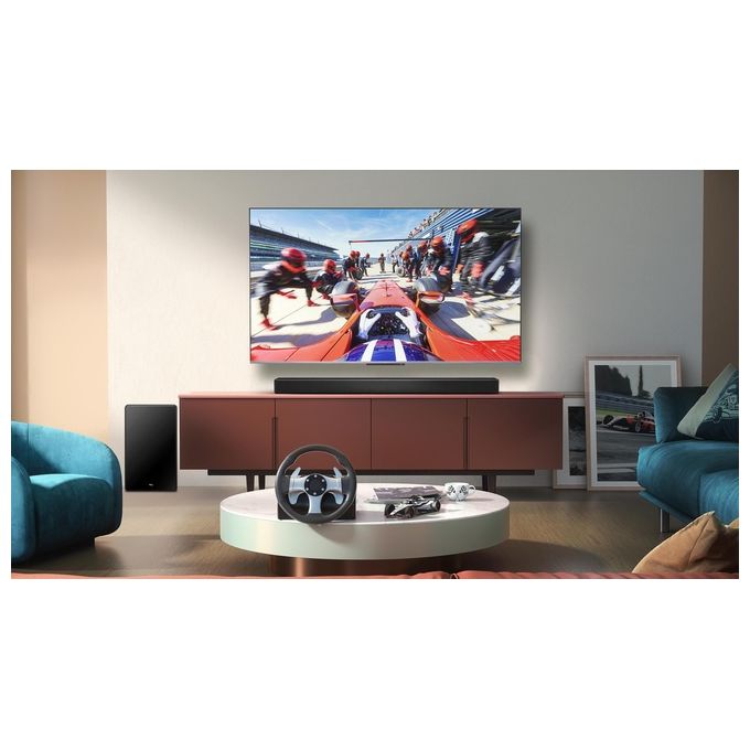 TCL Q75H Soundbar 5.1.2 canali 780W con Dolby Atmos e DTS:X subwoofer wireless Bluetooth 5.3 HDMI eARC Wi-Fi Chromecast Spotify Connect colore Titanio
