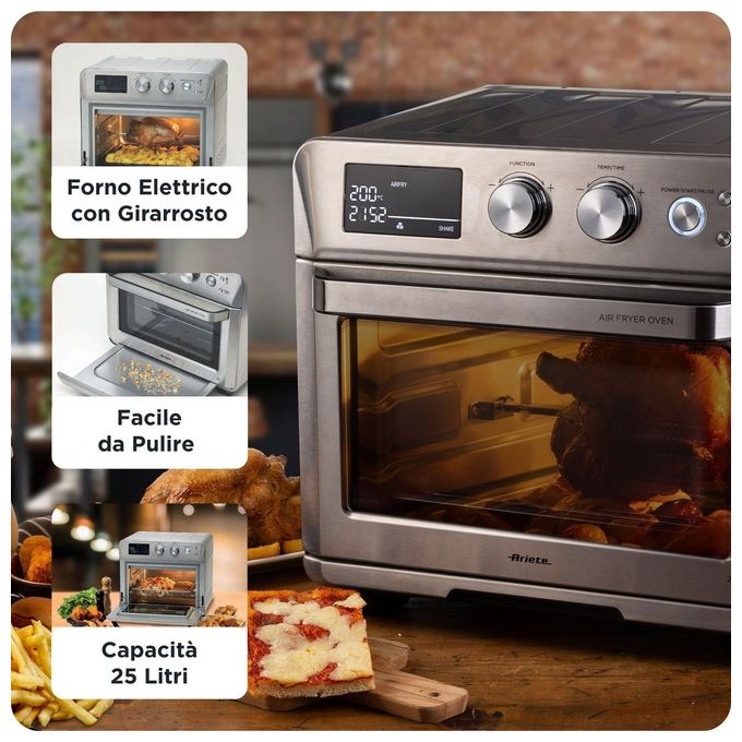 Ariete 4629 Friggitrice ad Aria 25 L 1700 W 15 Funzioni Display Digitale colore Silver