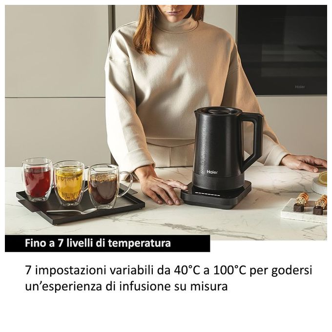 Haier HKE5A 011 I-Master Serie 5 Bollitore Elettrico 1,7 L 2200 W 7 Temperature Touch colore Nero