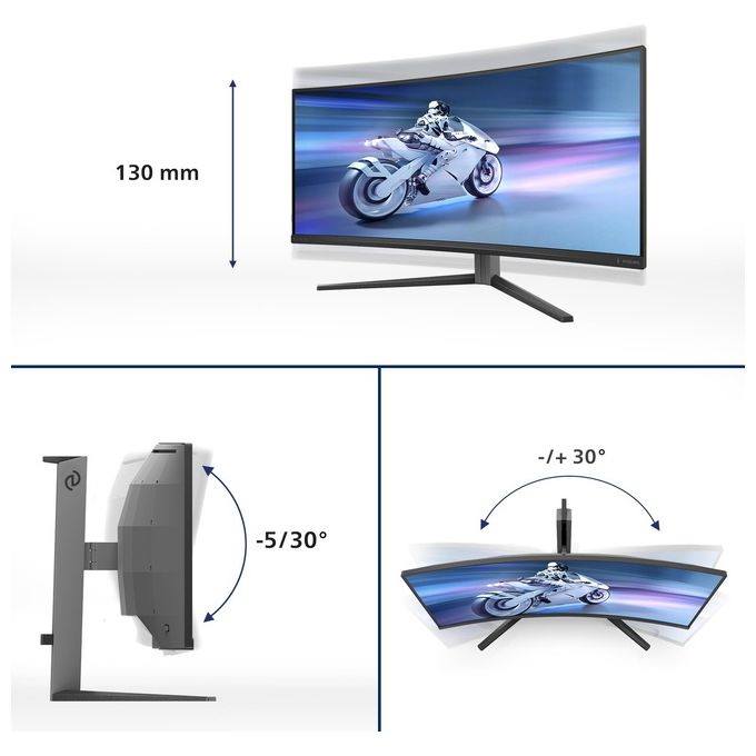 Philips 34M2C6500-00 Evnia Monitor PC 34'' QD-OLED 3440x1440 175Hz 0.03ms colore Grigio