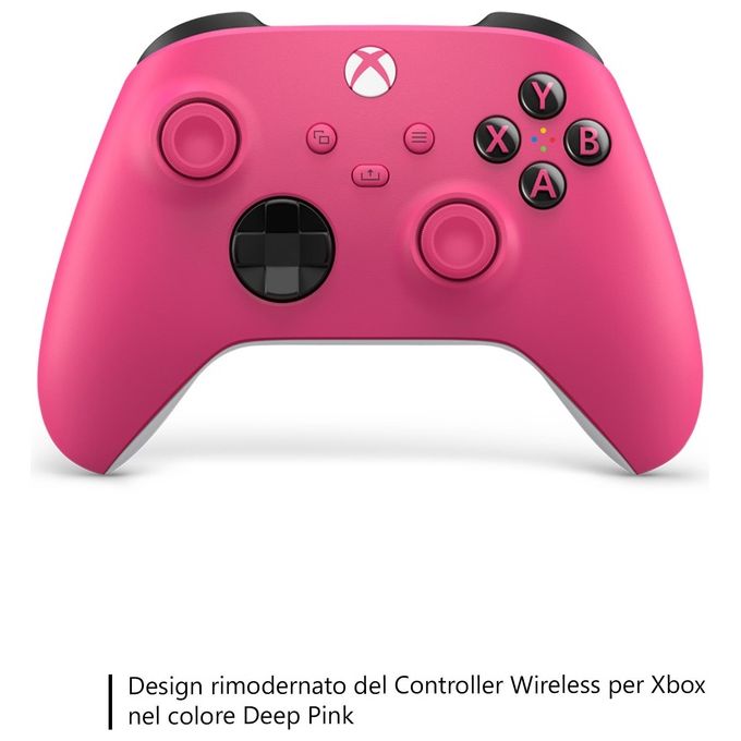 Microsoft QAU-00083 Controller Wireless per Xbox Compatibile con Xbox Series X-S Xbox One PC Windows Android iOS Bluetooth Jack 3,5 mm Pulsante Condividi Batteria AA Fino a 40 Ore colore Rosa Intenso