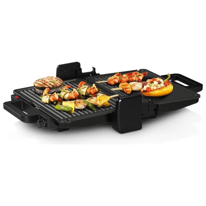 Bosch TCG3323 Bistecchiera Elettrica 2000 W 3 Posizioni Cottura Piastre Alluminio Antiaderente Rimovibili Termostato Regolabile colore Nero