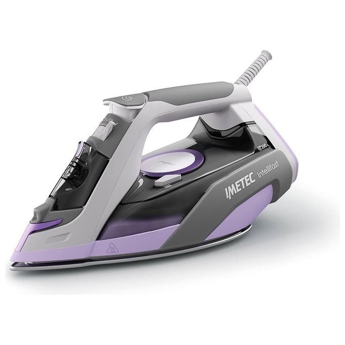 Imetec 9030 Intellifast Ferro da stiro a vapore 2400W Piastra Ceramic Diamond Colpo Vapore 200 g-min Sistema Anticalcare colore Grigio Rosa