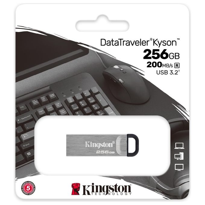 Kingston Technology Datatraveler Kyson Unita' Flash Usb 256Gb Usb Tipo A 3.2 Gen 1 Argento