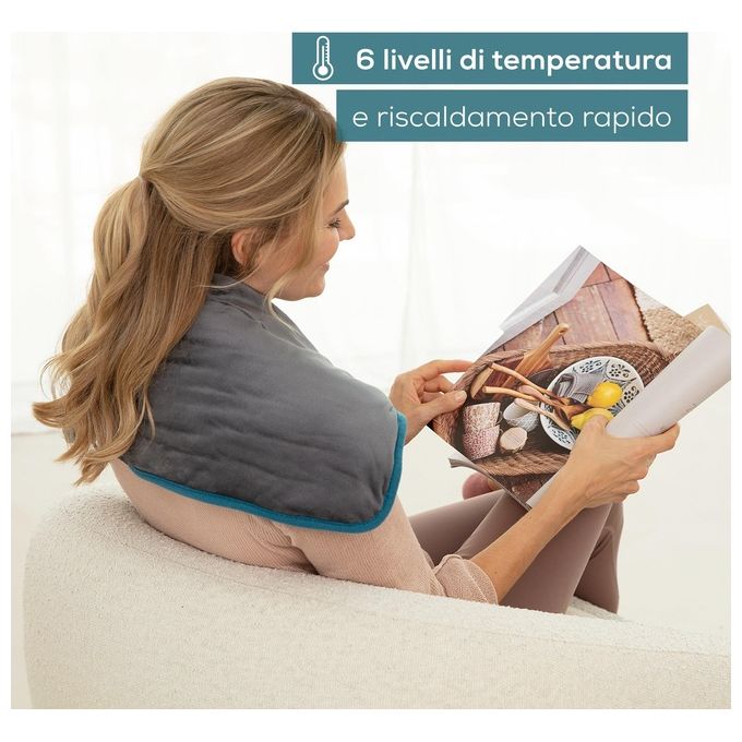 Beurer 20039 HK 145 Cuscino Termico Ponderato con Peso 1500g 6 Livelli Temperatura Spegnimento Automatico 60x30 cm colore Grigio