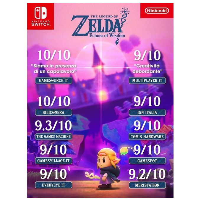 Nintendo NIN10013821 The Legend of Zelda Videogioco Avventura per Nintendo Switch Lingue ITA Tedesca DUT Inglese ESP Francese Classificazione PEGI 7 colore Nero