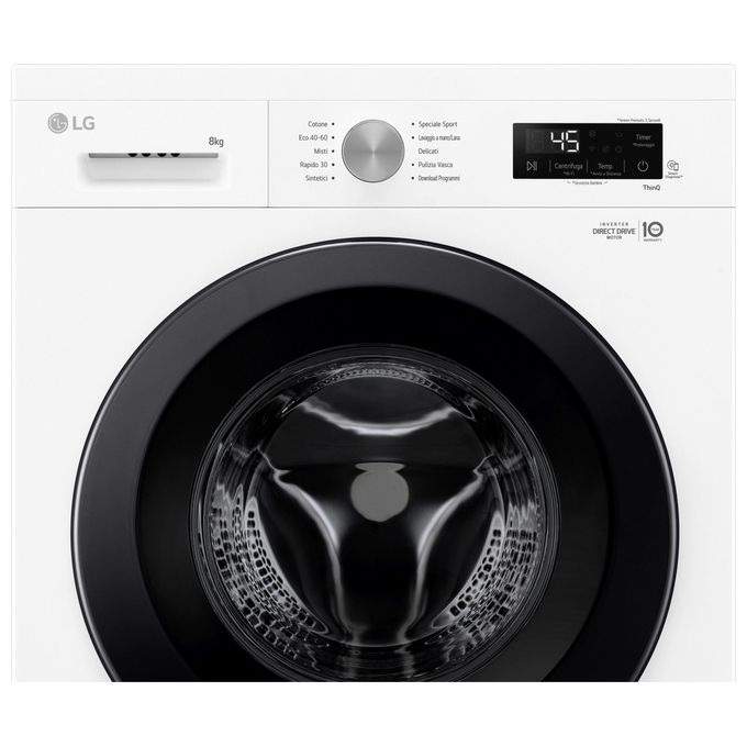 LG F4NX1008NWK Serie X1 Lavatrice Frontale 8 Kg 1400 rpm Classe A 6 Motion Wi-Fi Allergy Care (85x60x55 cm) colore Bianco