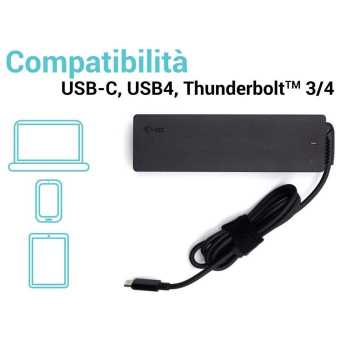 I-tec CHARGER-C100W Alimentatore Universale USB-C Power Delivery 3.0 100W colore Nero