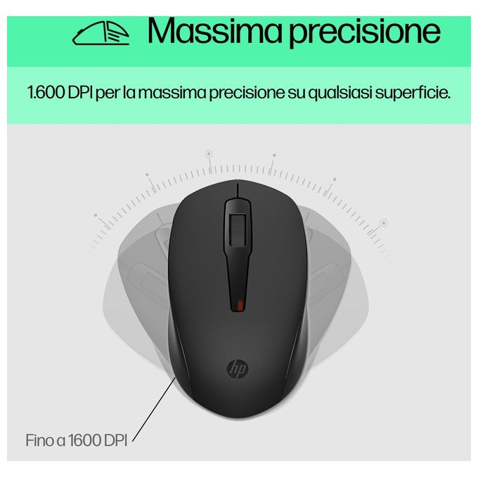 HP 240J7AA 150 Kit Tastiera e Mouse Wired USB Full-size Sensore Ottico 1600 DPI Plug and Play colore Nero