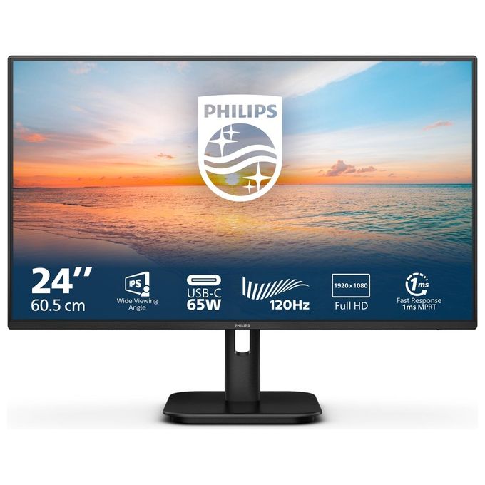 Philips 24E1N1300A-00 Serie 1000 Monitor PC 23.8'' IPS Full HD 1920x1080 100Hz USB-C 65W Hub USB 3.2 HDMI Adaptive Sync colore Nero