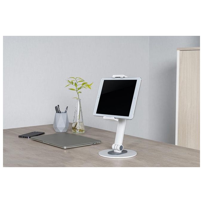 Neomounts DS15-540WH1 Supporto Universale da Scrivania per Tablet Fino a 12,9 Pollici Regolabile in Altezza e Rotazione 360° Colore Bianco