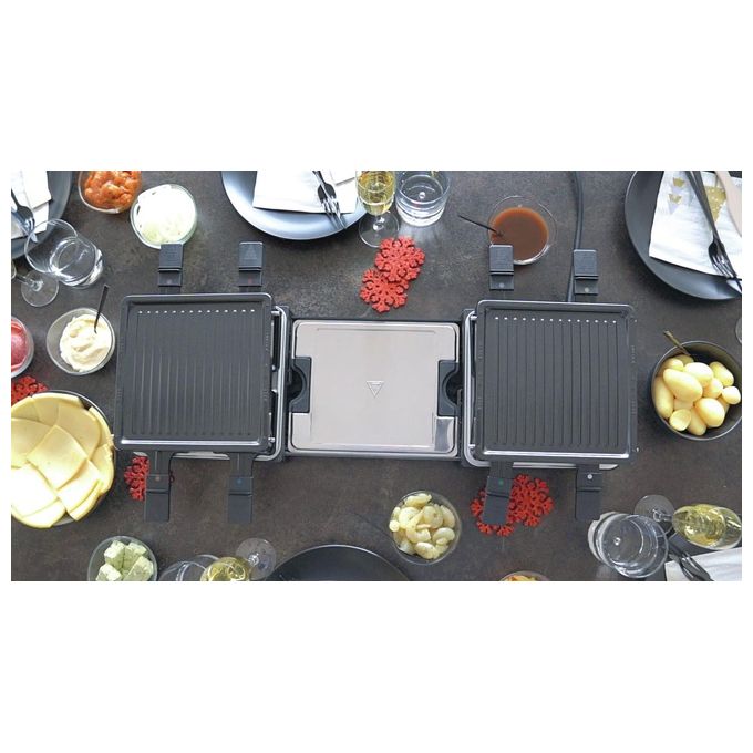 Unold 48755 Griglia per Raclette 8 persone 1300 W Piastre Antiaderenti in Ghisa colore Nero