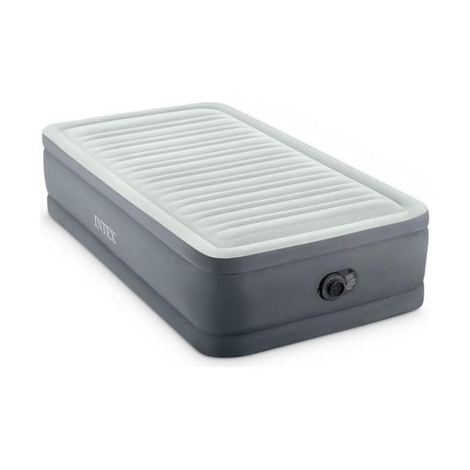 Intex 64902ND PremAire Materasso gonfiabile singolo Fiber-Tech pompa integrata 99x191x46 cm 136 Kg colore Grigio