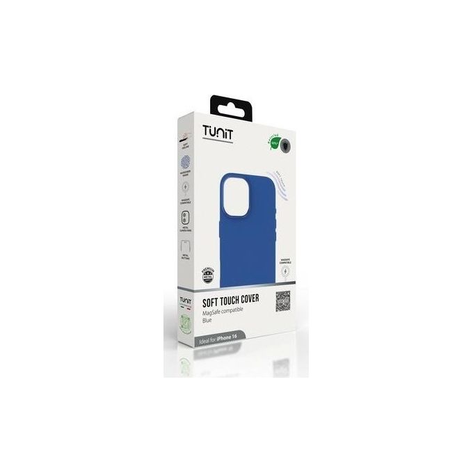 Tunit Clear Cover per iPhone 16 Soft Touch in Silicone con MagSafe Blu