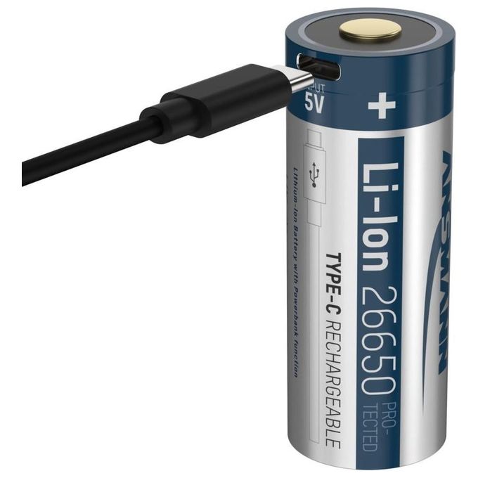 Ansmann 26650 Li-Ion Battery 5100mAh 3.6V Micro-Usb Socket