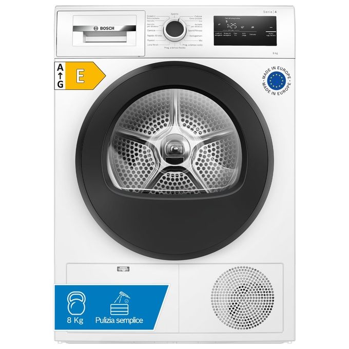 Bosch WTH85298II Serie 4 Asciugatrice Pompa di Calore 8 Kg Classe A++ AutoDry SensitiveDrying 63 dB (84x60x61 cm) colore Bianco