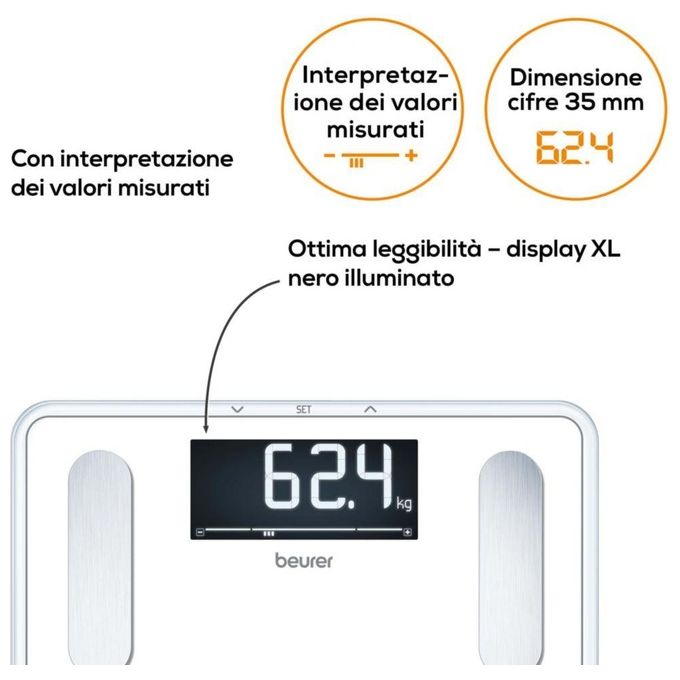 Beurer BF 400 Signature Line White Bilancia Diagnostica con Portata fino a 200kg Bianco