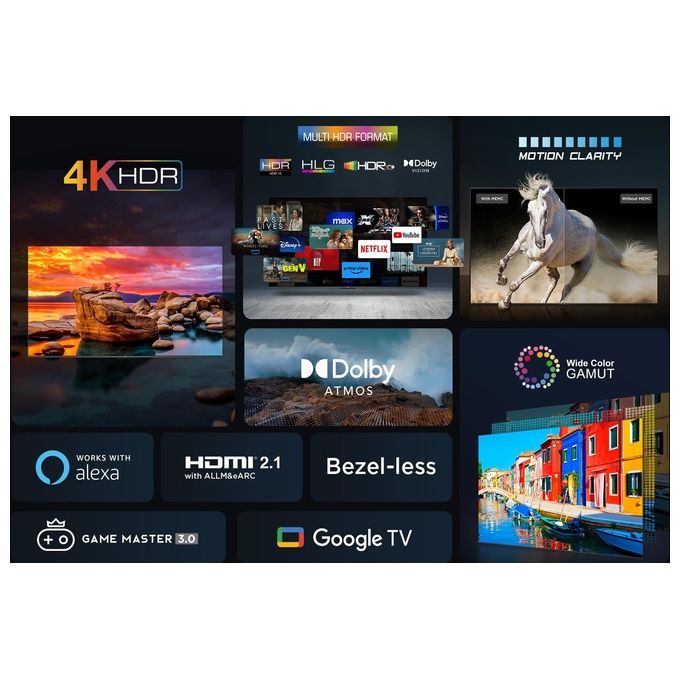 TCL 43P79B Serie P7 Smart TV LED 43'' 4K Ultra HD Google TV Dolby Atmos colore Titanio