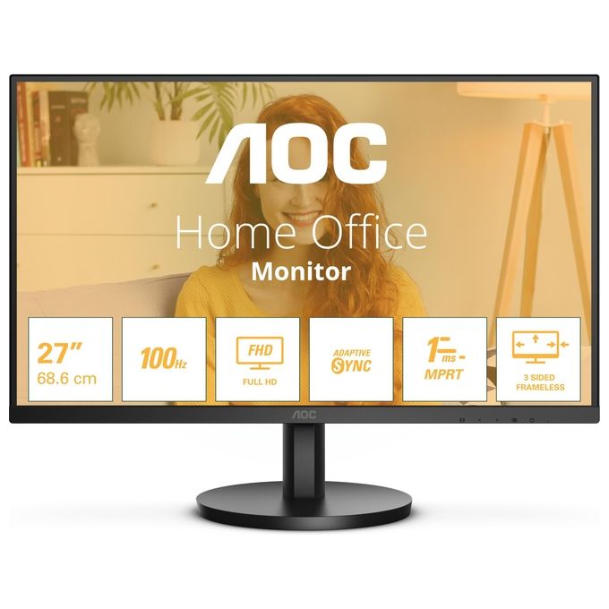 AOC 27B3HMA2 B3 Monitor PC 27'' VA Full HD 1920x1080 100Hz 1ms Adaptive Sync Altoparlanti colore Nero