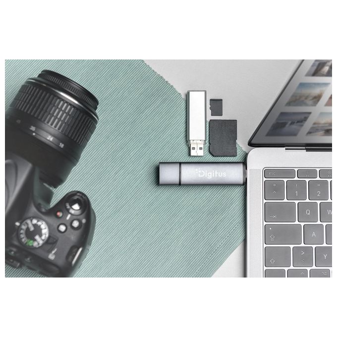 Digitus DA-70886 Lettore di Schede Alluminio Usb 3.2 Gen 1 Type-A-type-C
