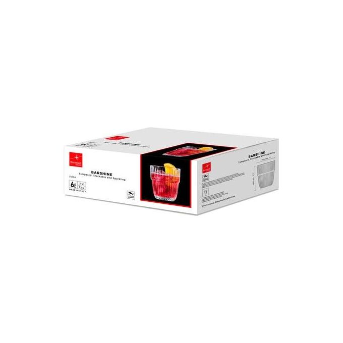 Bormioli Rocco 10000013321 Barshine Set 6 Bicchieri Juice in Vetro Temperato Impilabili 21 cl